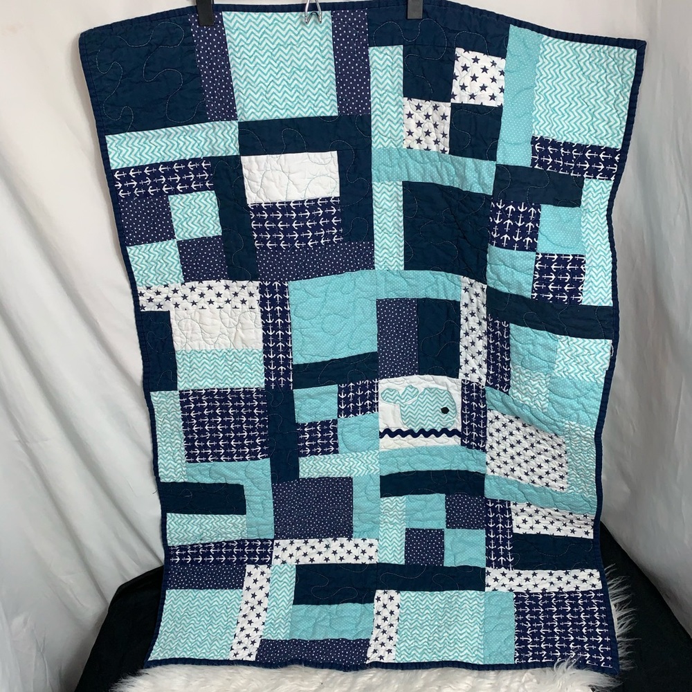 - Baby home made boy whale quilt